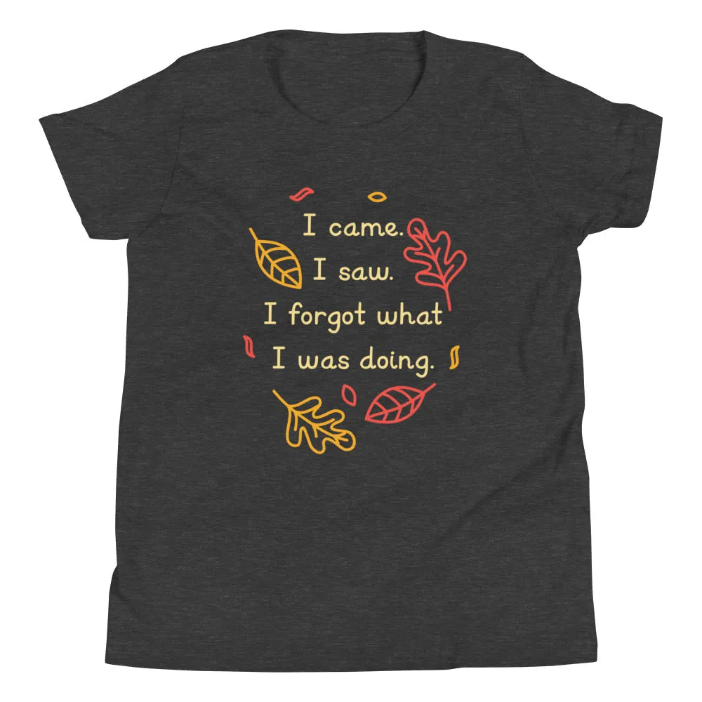 I Came. I Saw. I Forgot What I Was Doing. Kid's Youth Tee
