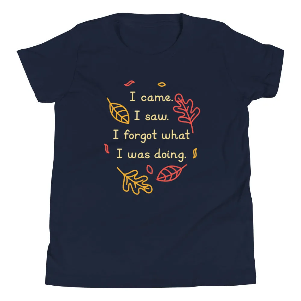 I Came. I Saw. I Forgot What I Was Doing. Kid's Youth Tee