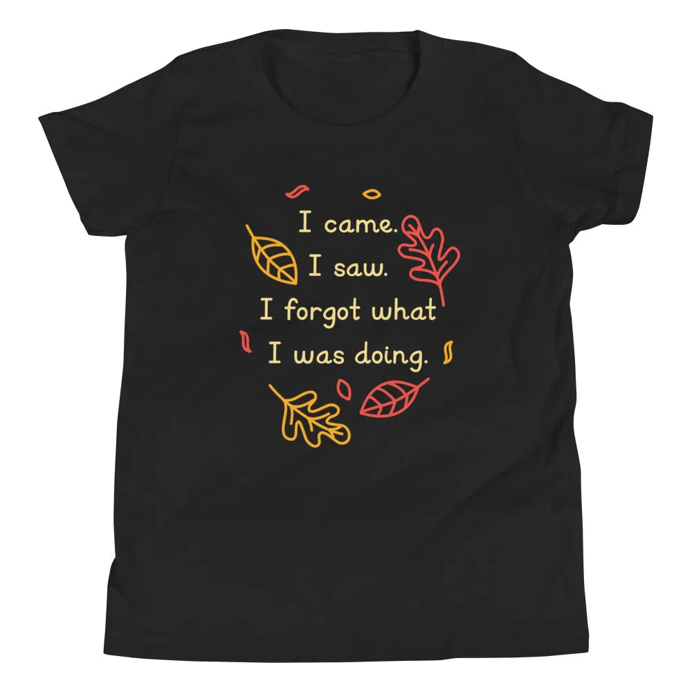 I Came. I Saw. I Forgot What I Was Doing. Kid's Youth Tee