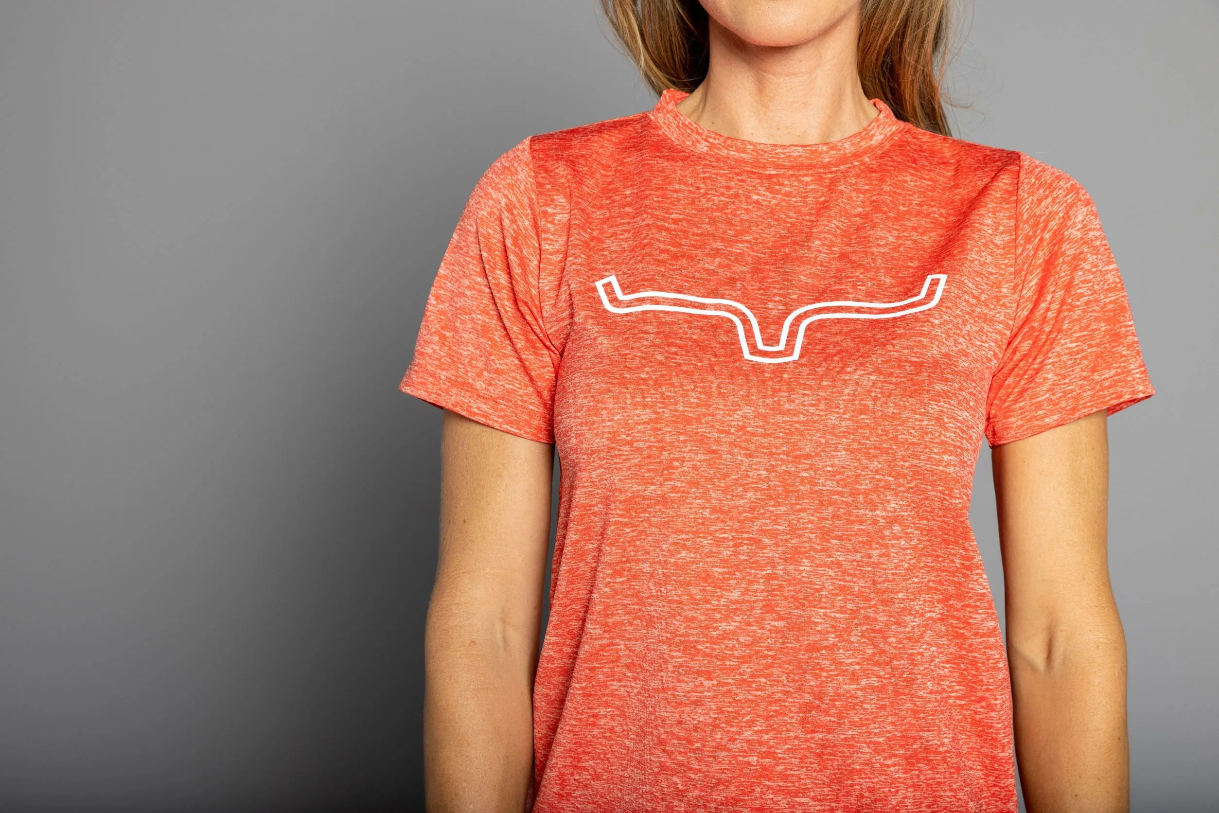 Kimes Ranch Ladies Tech Tee Shirt Baked Apple Heather
