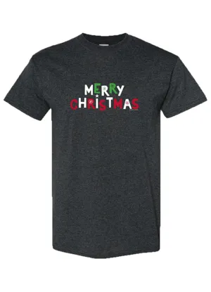 Matching Merry Christmas Tee in Dark Heather by Couture Tee Company
