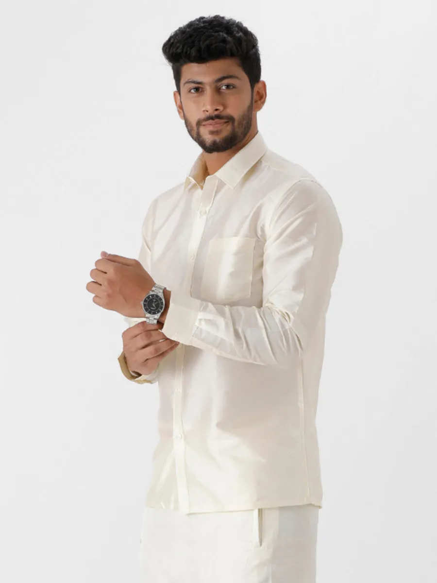 Men Silk Look Shirt Cream
