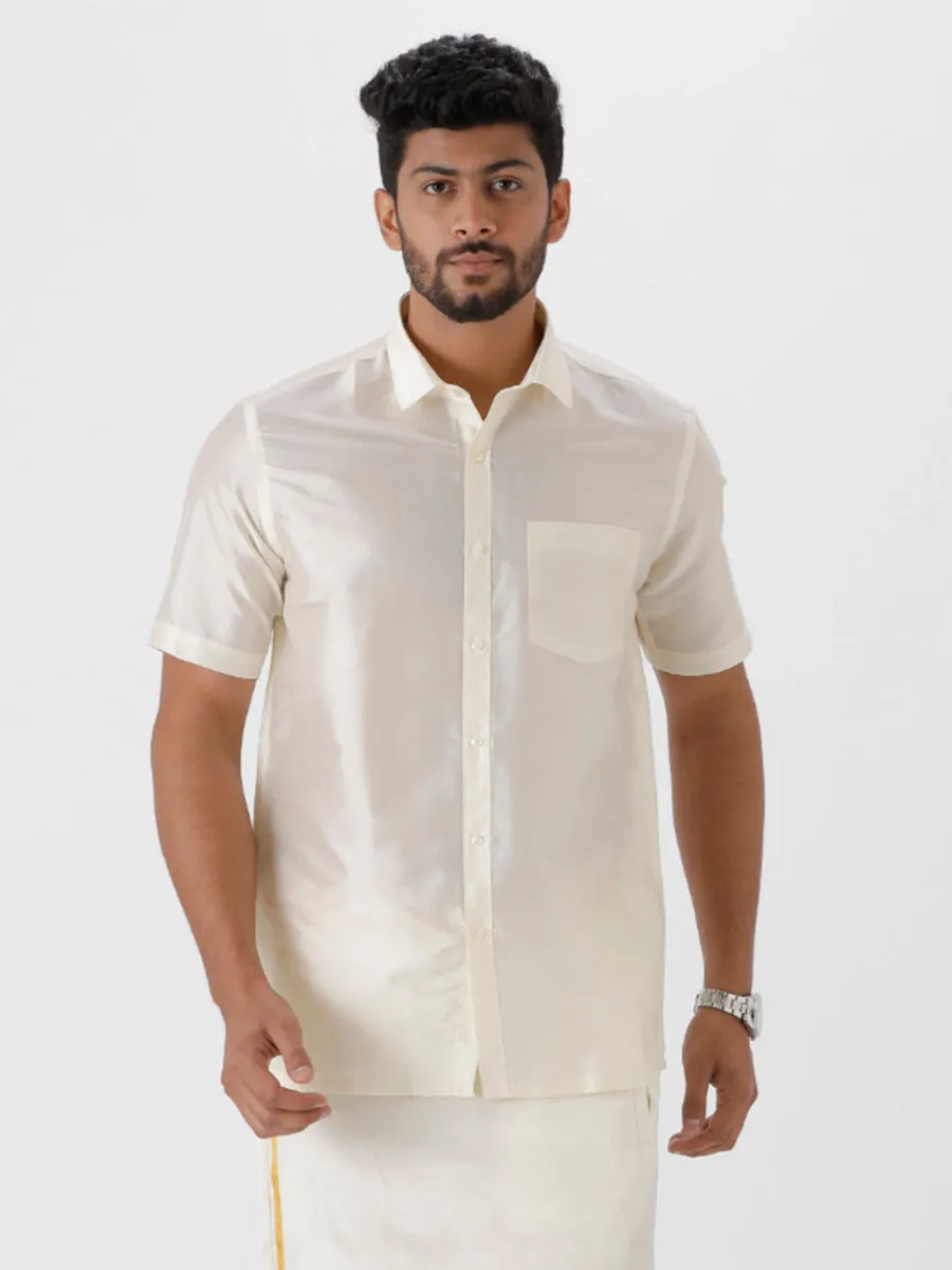 Men Silk Look Shirt Cream