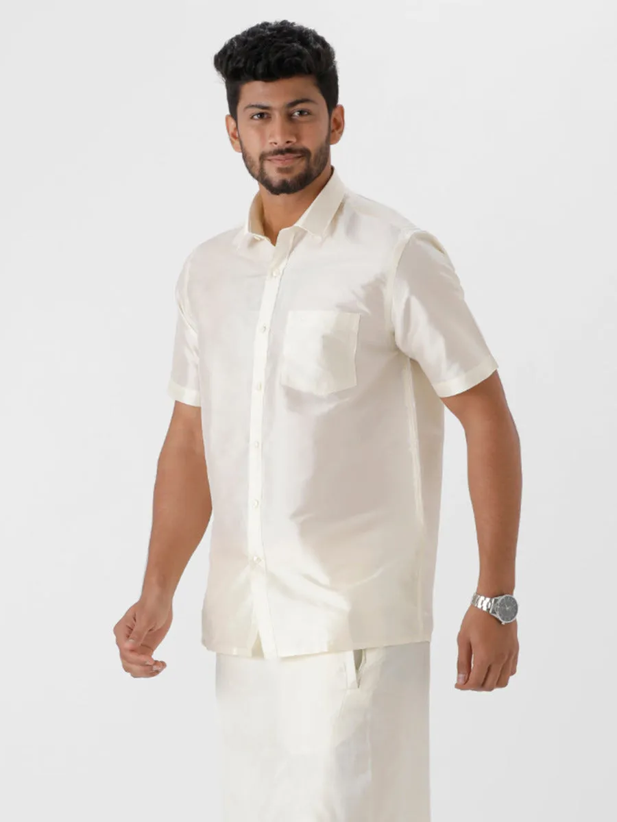 Men Silk Look Shirt Cream