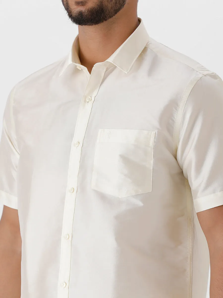 Men Silk Look Shirt Cream