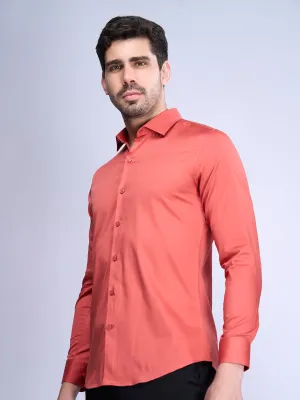 Men Stretch Cotton Shirt Red FS15