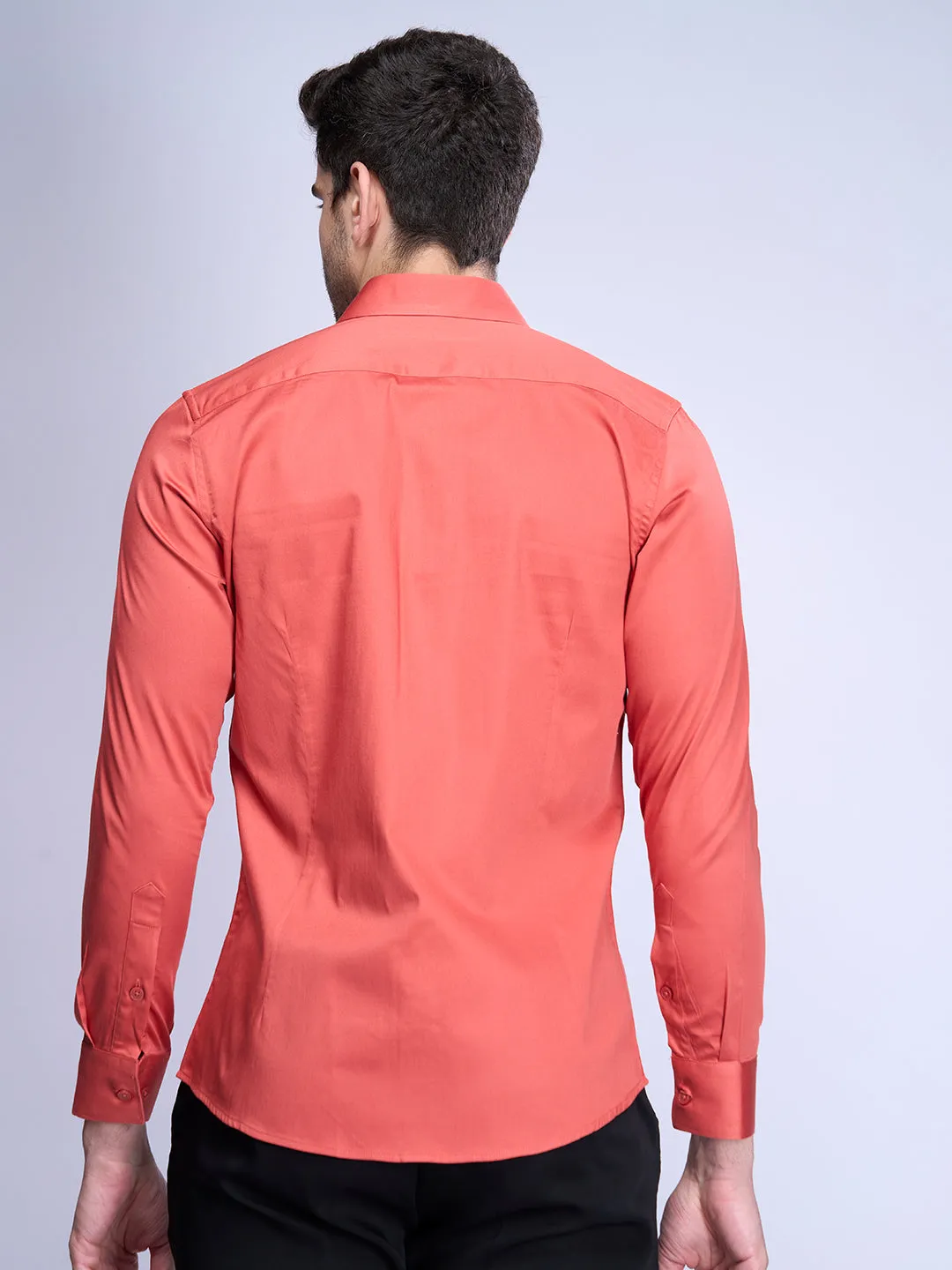 Men Stretch Cotton Shirt Red FS15