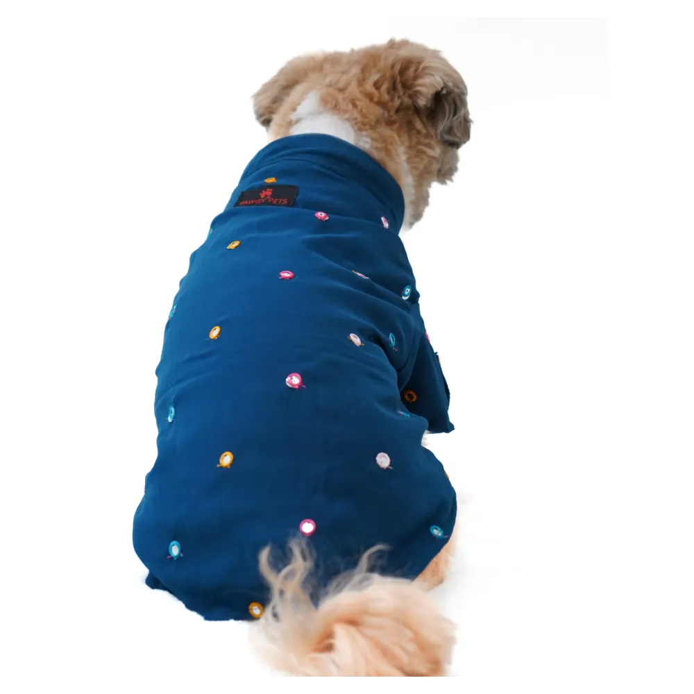 Pawgypets Festive Shirt for Dogs (Peacock Blue)