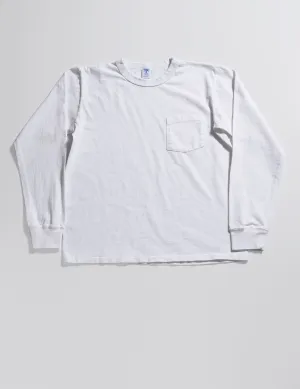 Pigment-Dyed Pocket Long Sleeve Tee in White