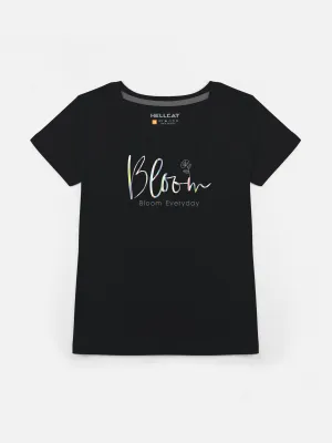 Shiny Printed Round Neck Short Sleeve T-shirts / Tops for Girls.