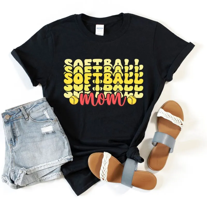 Softball Mom Bubble Lettering PNG Sublimation Digital Download Design