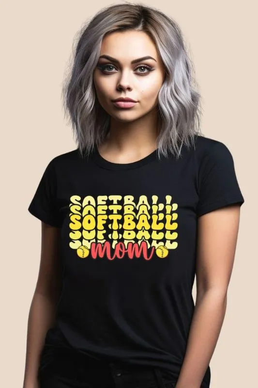 Softball Mom Bubble Lettering PNG Sublimation Digital Download Design