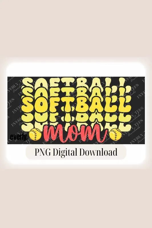 Softball Mom Bubble Lettering PNG Sublimation Digital Download Design