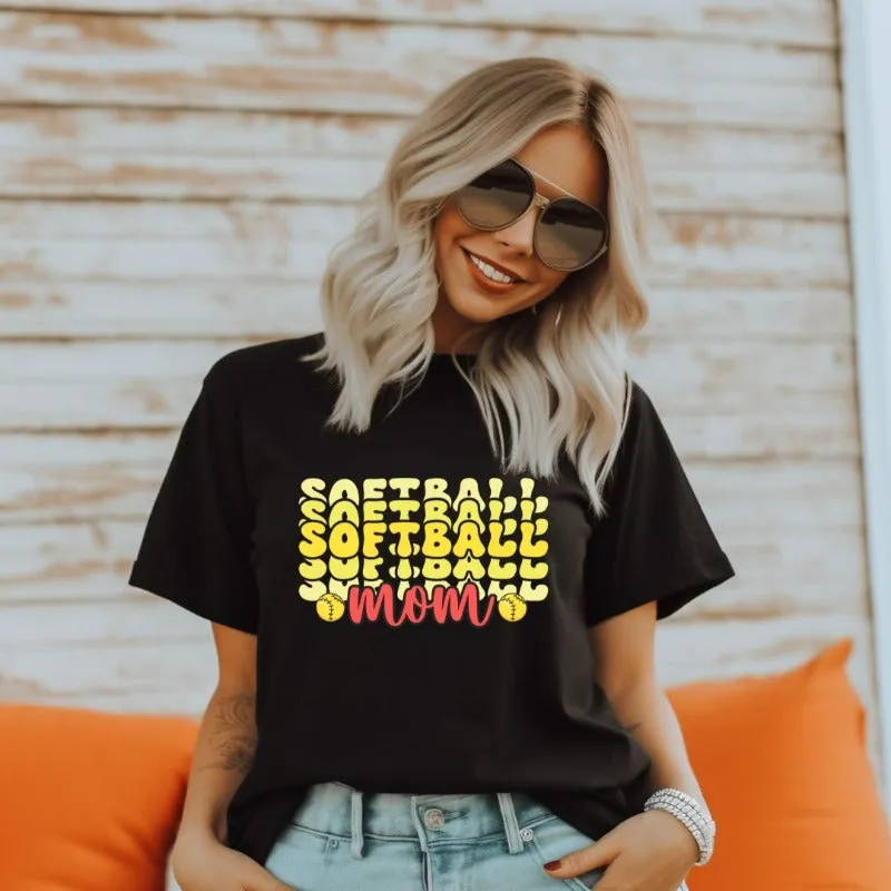 Softball Mom Bubble Lettering PNG Sublimation Digital Download Design