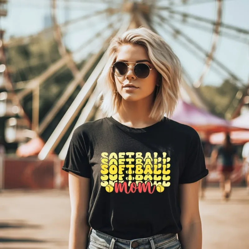 Softball Mom Bubble Lettering PNG Sublimation Digital Download Design