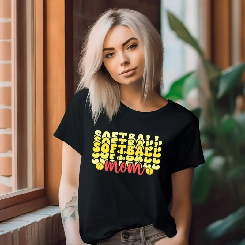 Softball Mom Bubble Lettering PNG Sublimation Digital Download Design