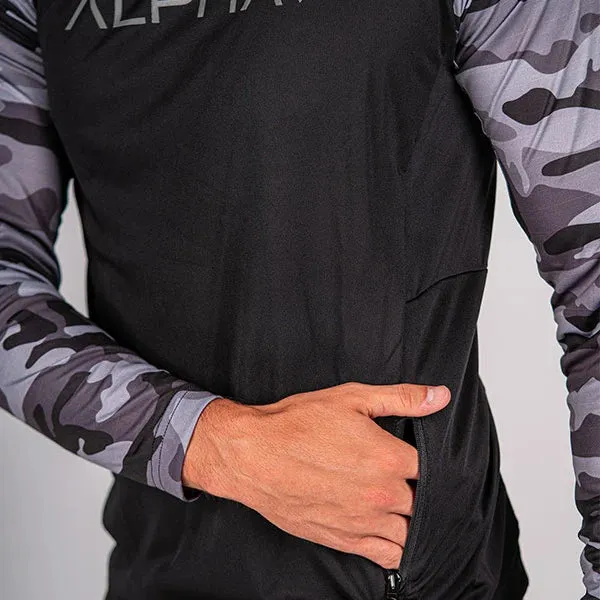 Tactical Long Sleeve Mesh | Black | 2 Sleeve Black Out Military Camo | Alpha