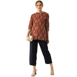 Trendy Women Printed Viscose Shirt