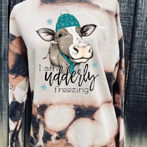 Utterly Freezing Adorable Cow Humorous Sweatshirt