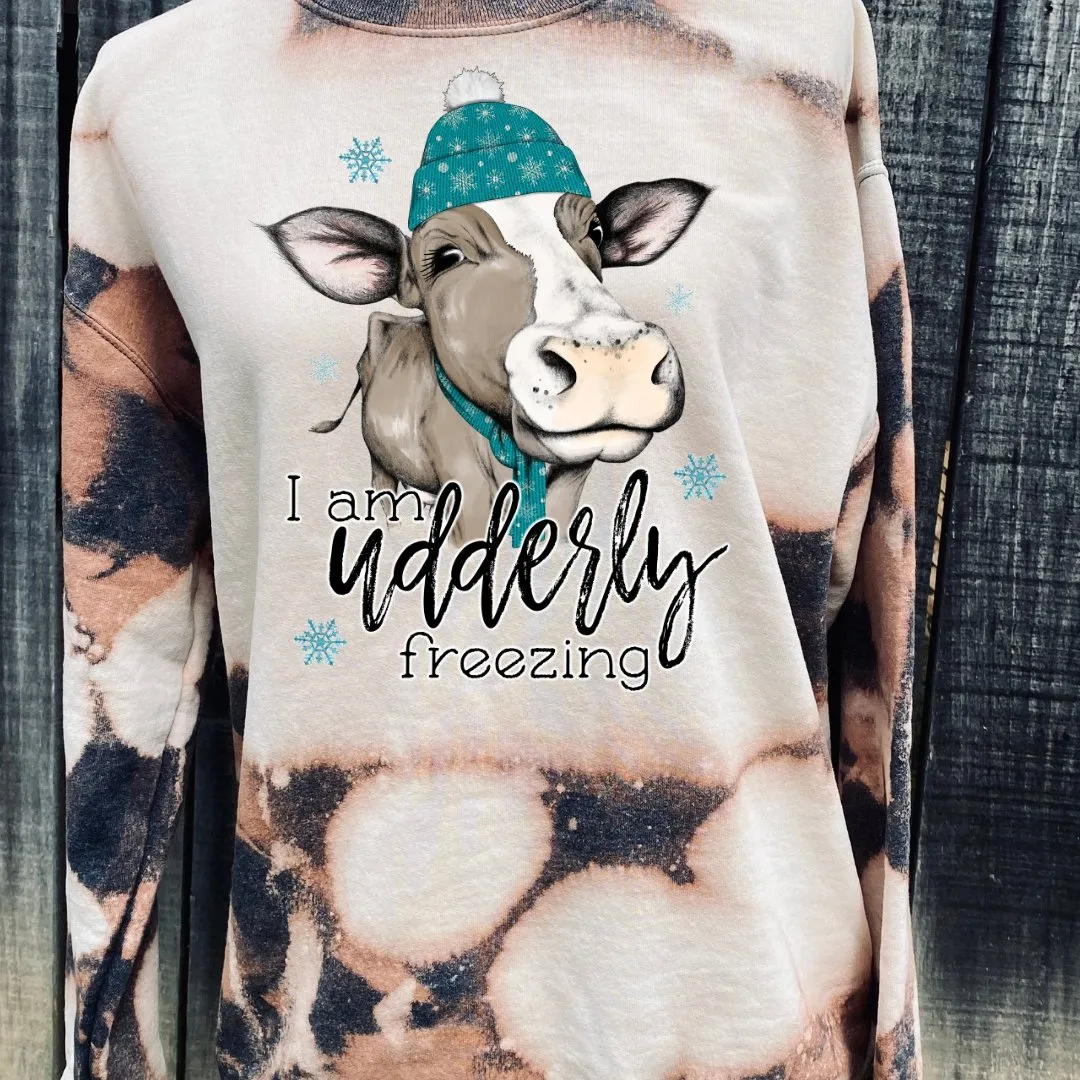 Utterly Freezing Adorable Cow Humorous Sweatshirt