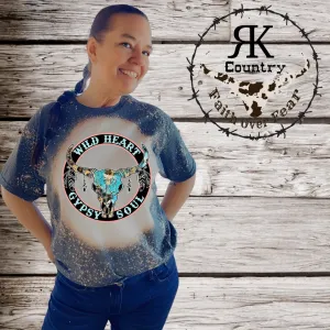 Wild Heart Gypsy Soul Bleached Adult T-Shirt
