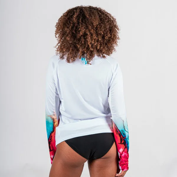 Women's Performance Long Sleeve Shirt | White | Watercolor PreOrder